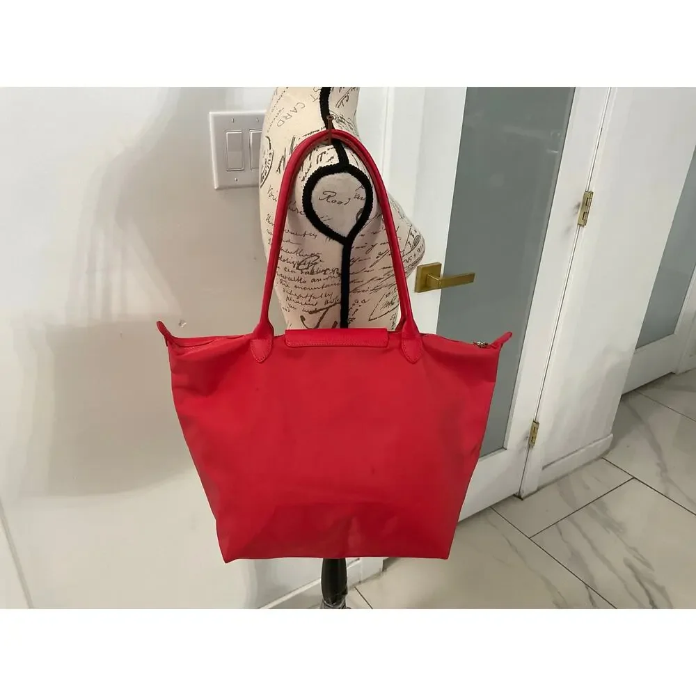 Authentic Longchamp Le Pliage Large NEO Orange Nylon Tote Shoulder bag - Picture 4 of 10